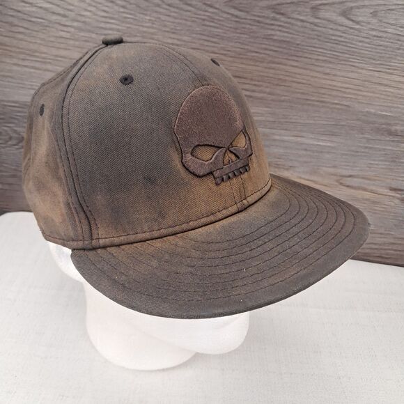 "TRASHED" Harley Davidson New Era 59Fifty Cap Hat Fitted s 7 3/8 Skull Punisher - Picture 7 of 13